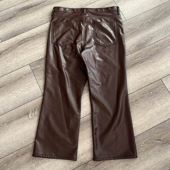 Banana Republic Factory Brown Vegan Leather Cropped Bootcut pant size 14/32 - Picture 5 of 5